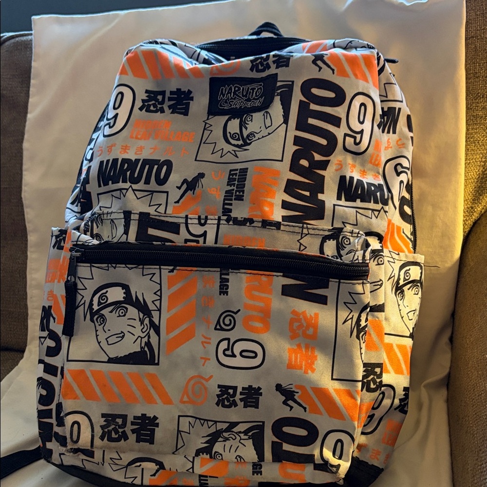 Naruto Anime Graphic Backpack - Orange and Black